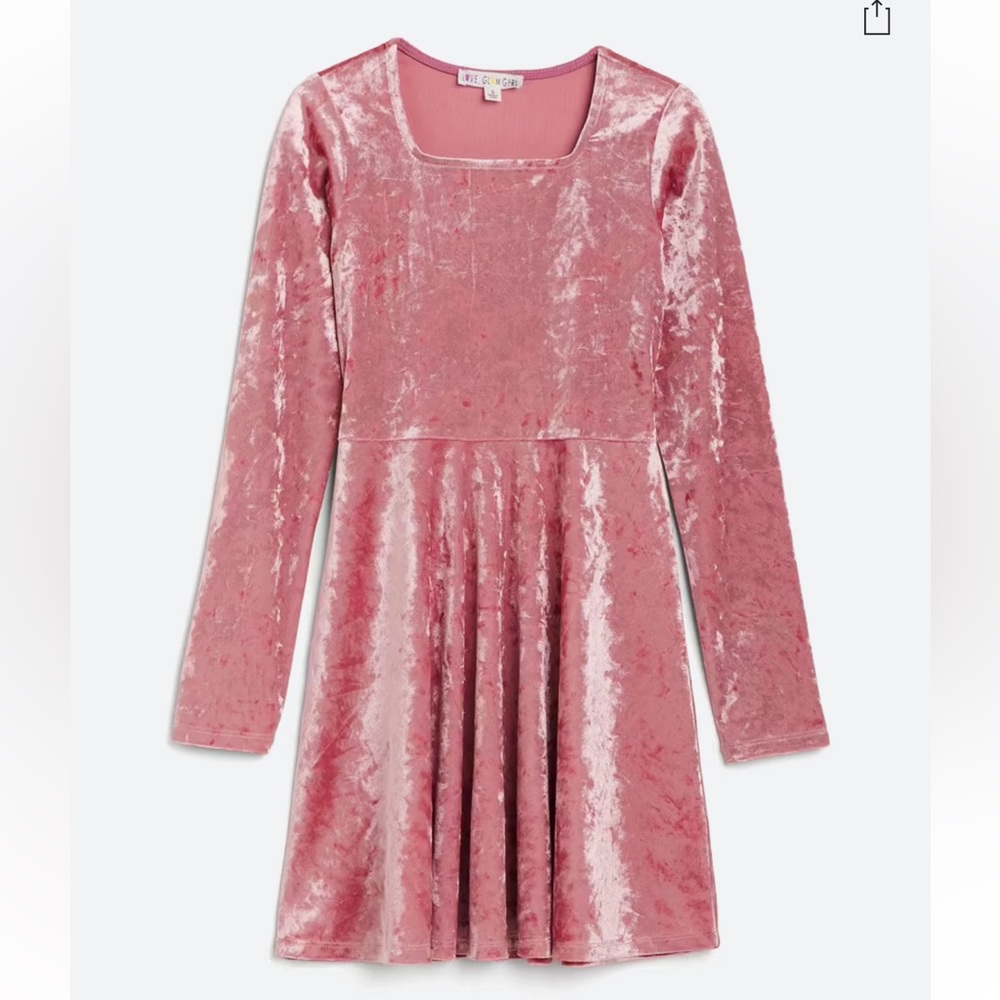 Girls XS dusty rose velvet dress with long sleeves